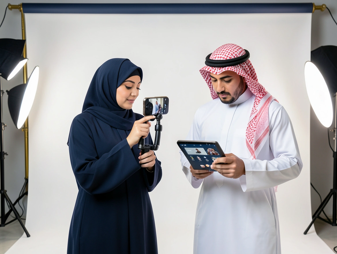 فريق سعودي من صانعي المحتوى يصوّر حملة إعلانية بأسلوب اليوجي سي في استوديو حديث بالرياض
